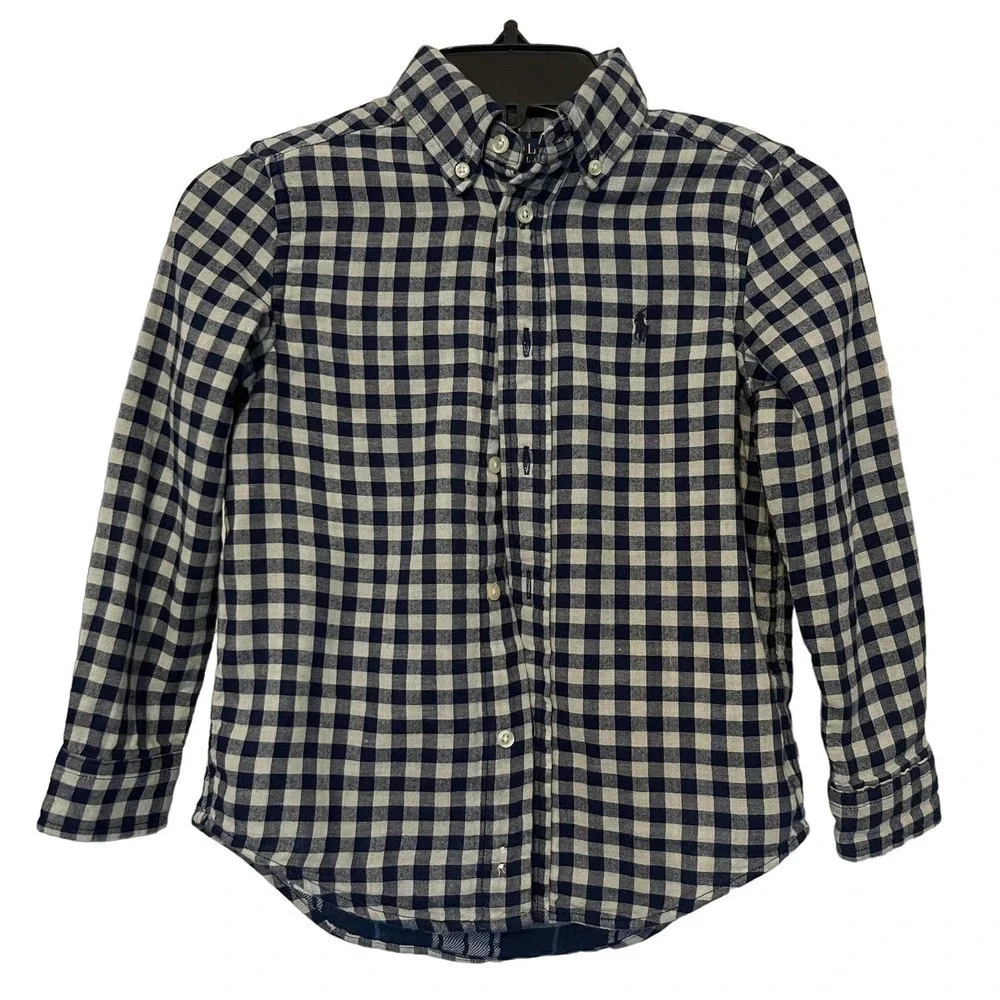 Ralph Lauren BOYS Button Down Plaid Shirt Size 5